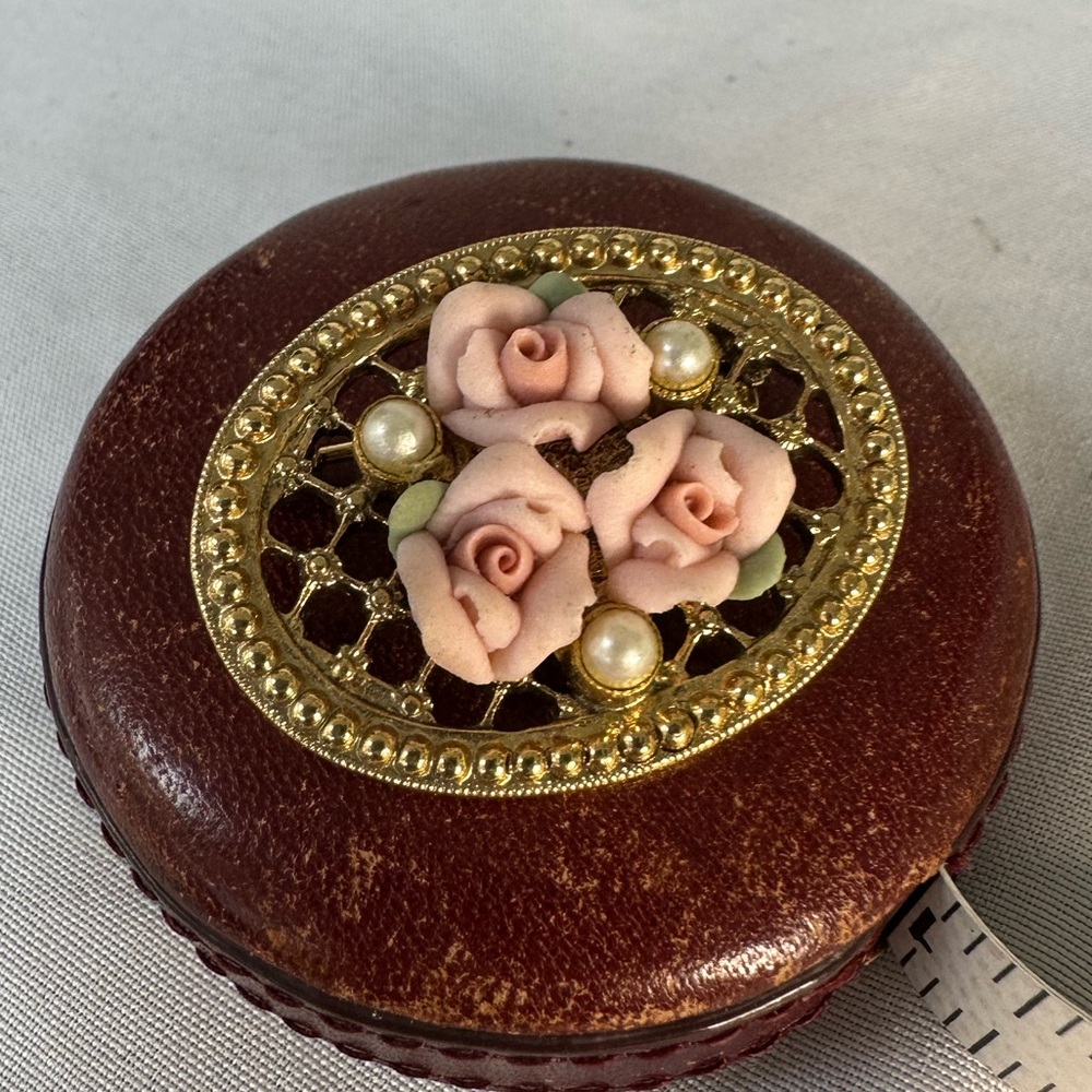 Vintage 1928 rose flower and pearl bead pin